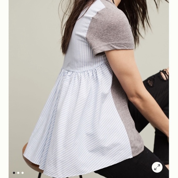 Deletta Anthropologie Callisto grey mixed materials short sleeve shirt size xs - Picture 1 of 8